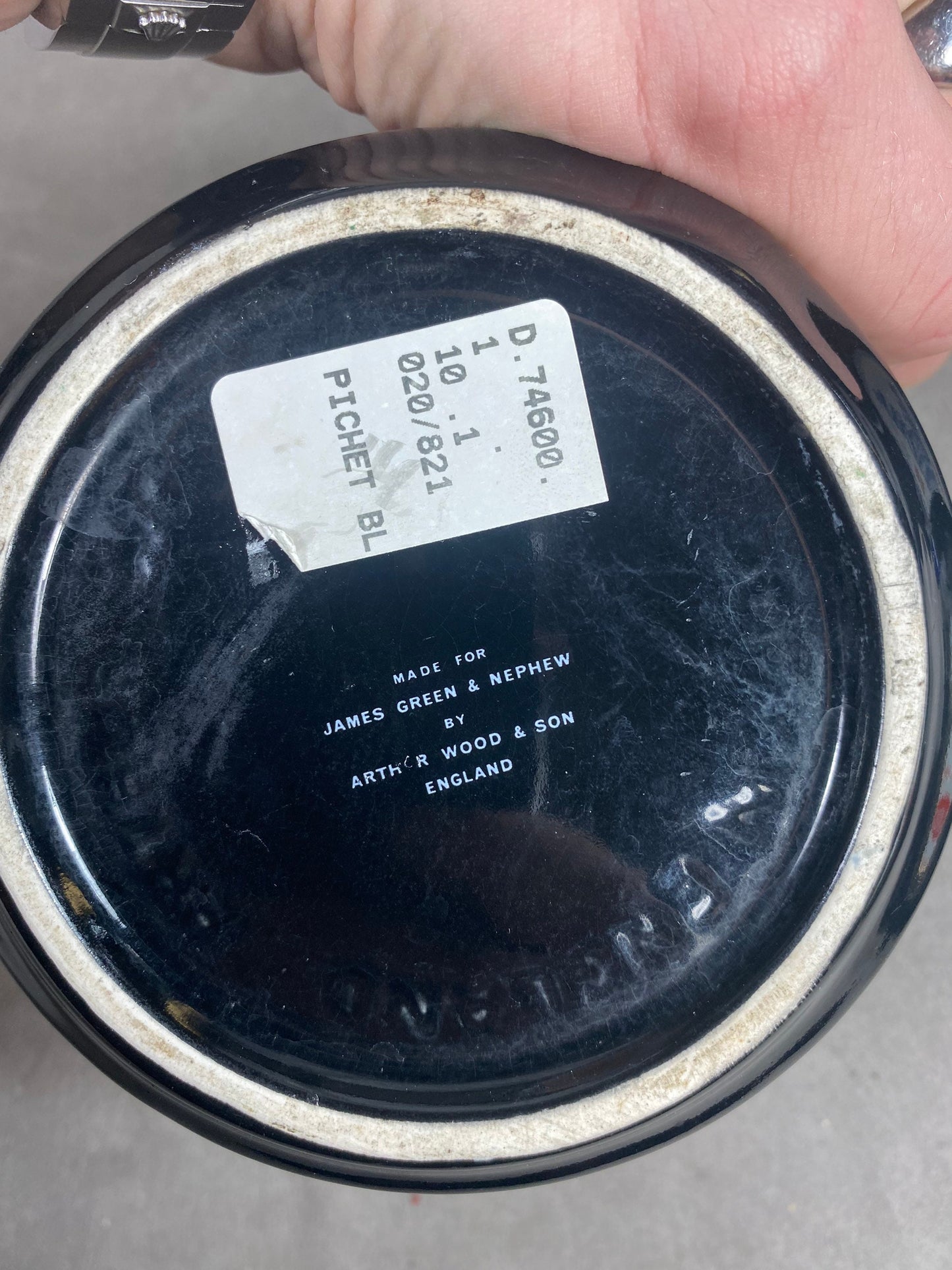 Vintage Black &amp; White Ceramic Advertising Jug Made in England 1980s