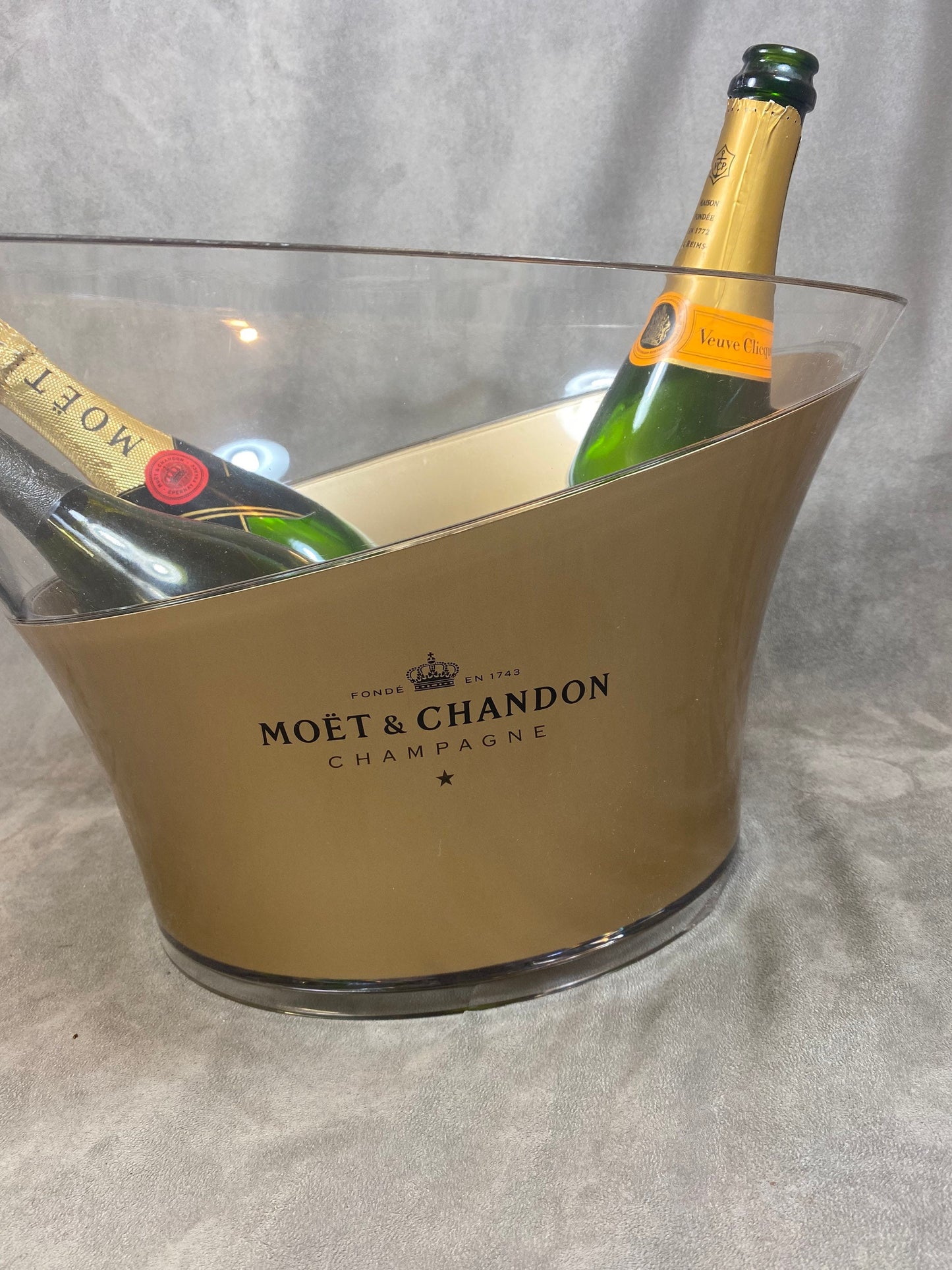 SELTENES Vintage Möet &amp; Chandon Plexiglas Champagner Eimer Becken 1990 Made in France