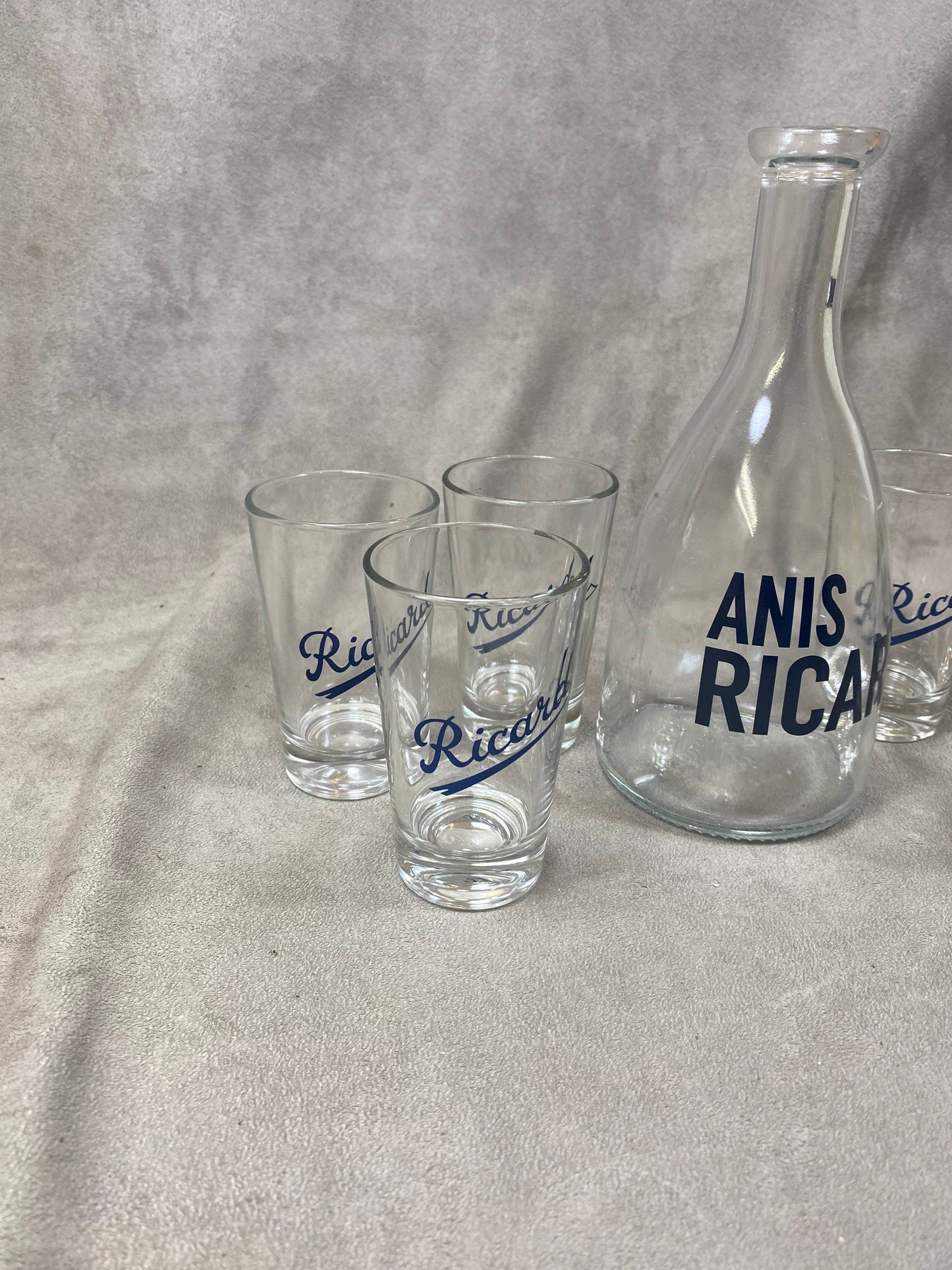 Lot Ricard avec une carafe en verre et 6 verres vintage Année 1990