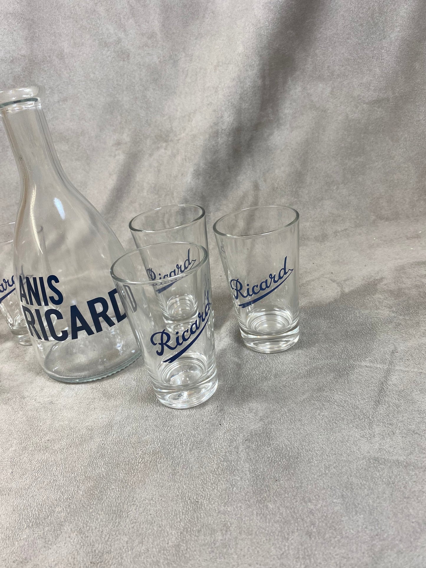 Ricard lot with a glass carafe and 6 vintage glasses Year 1990