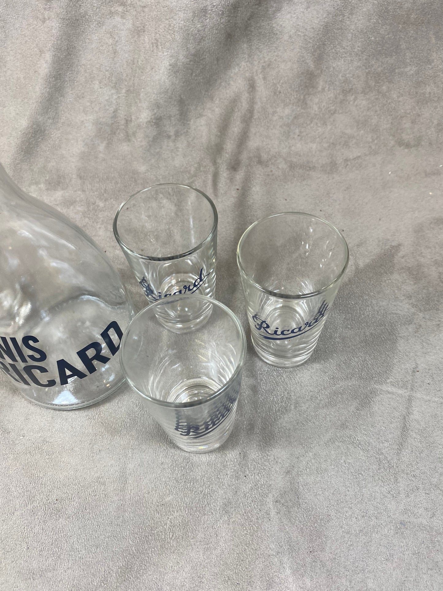 Ricard lot with a glass carafe and 6 vintage glasses Year 1990