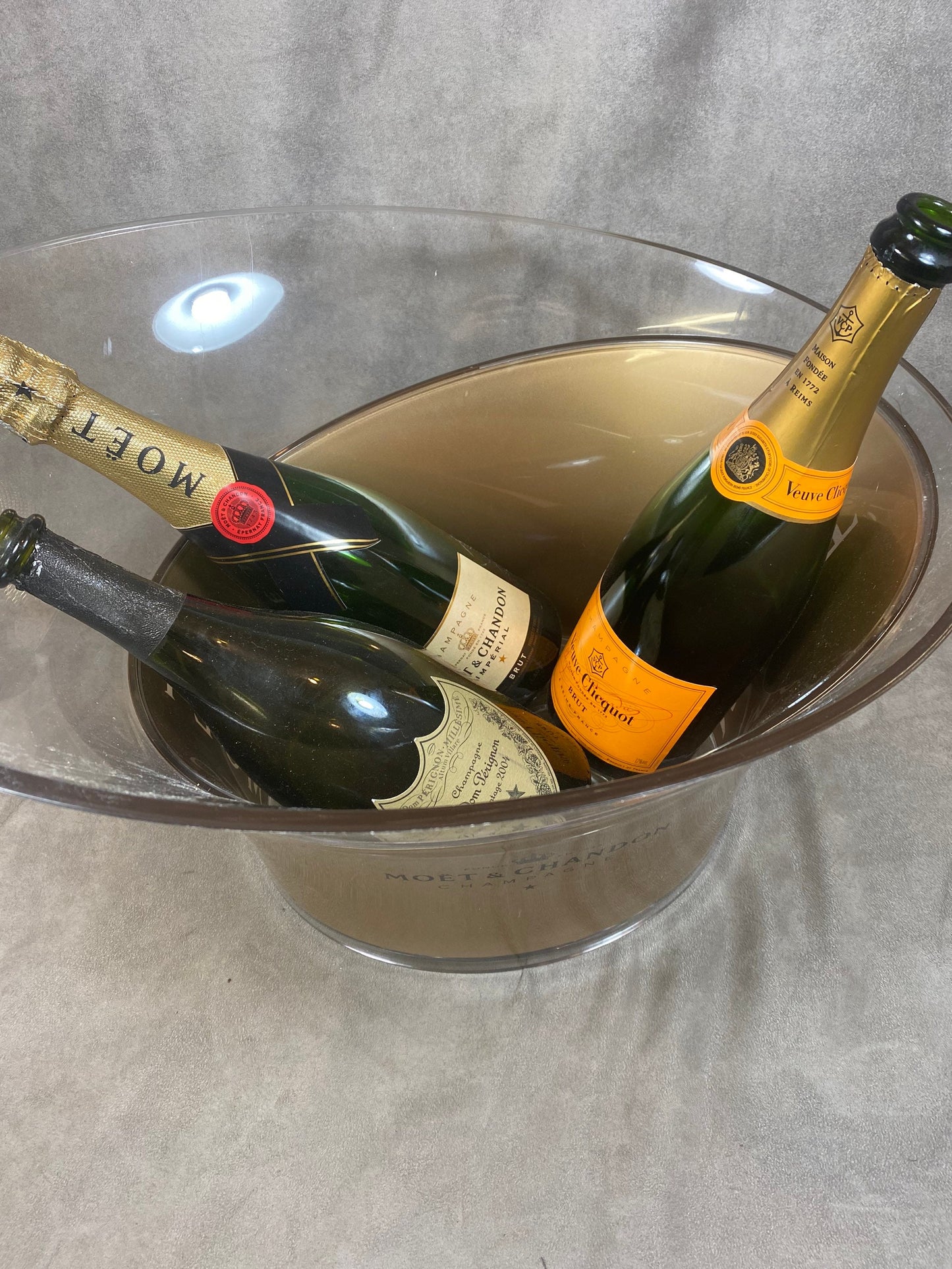 RARE Möet &amp; Chandon vintage 1990 plexiglass champagne bucket basin Made in France