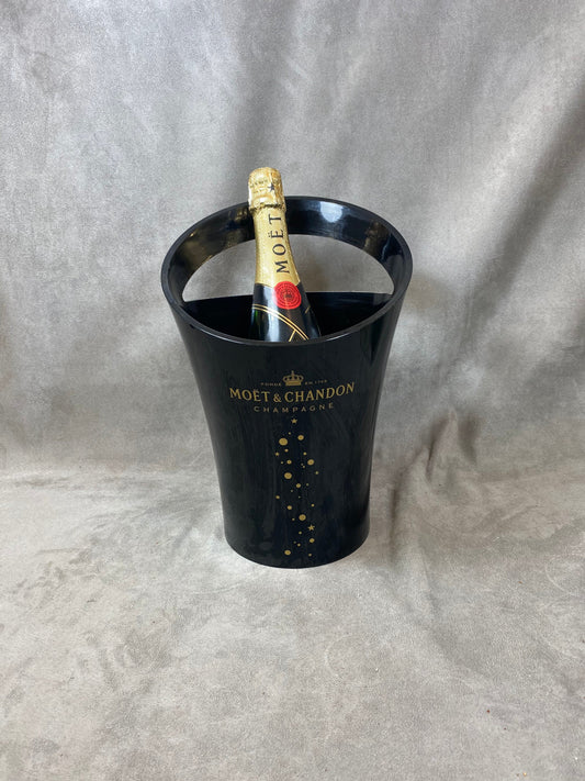 Seau à champagne en plastique noir Möet & Chandon vintage Jean-Marc Gady design