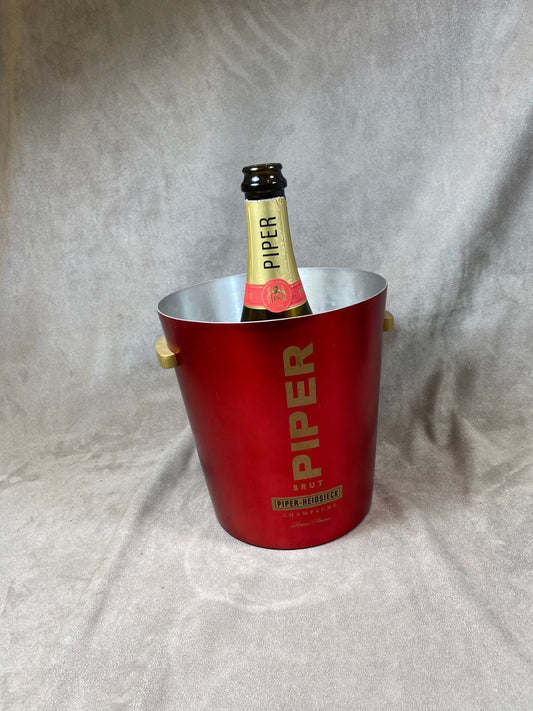 Seau à champagne métal rouge vintage Piper-Heidsieck  Années 1990