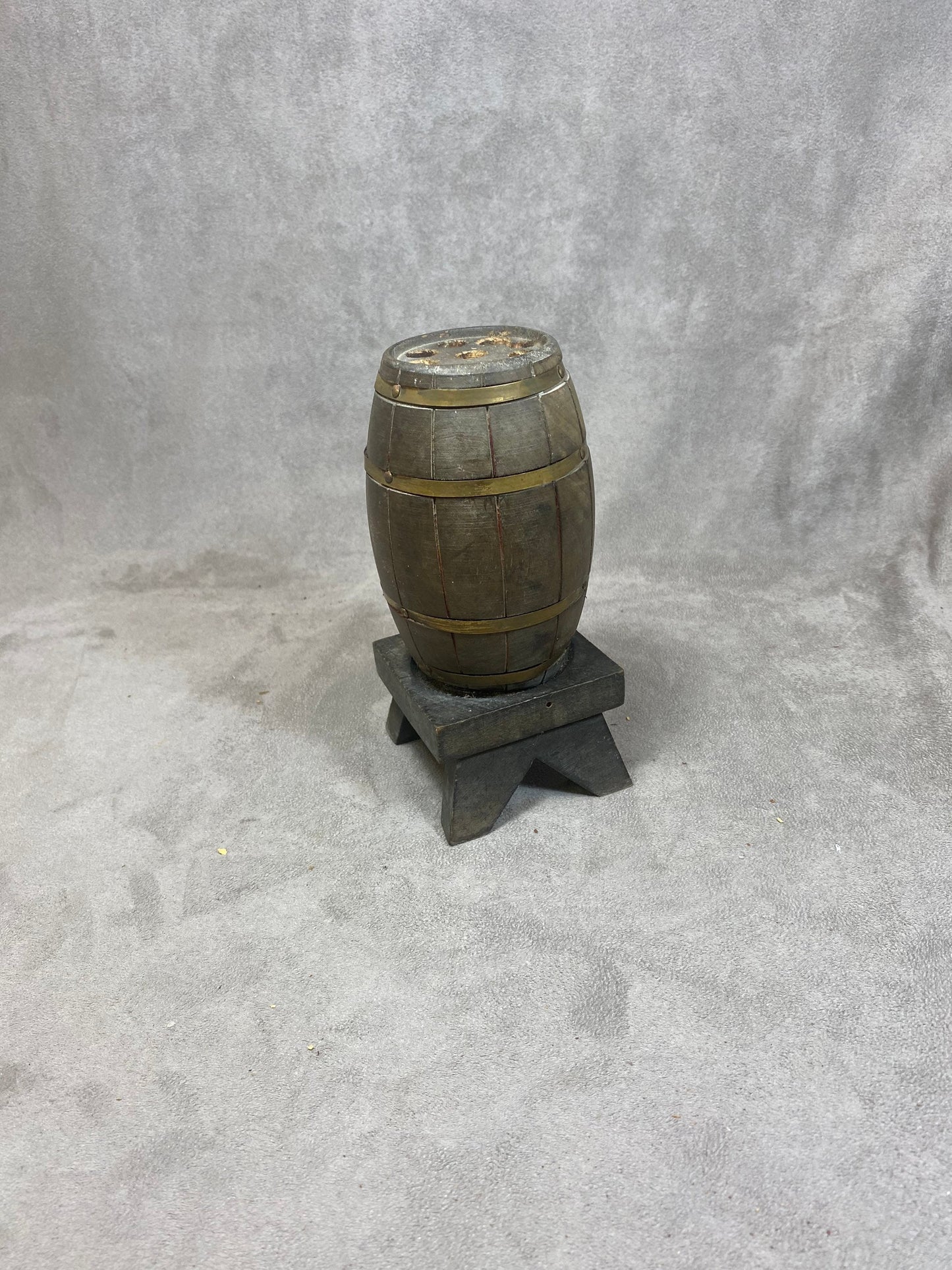 Vintage barrel-shaped wooden cigarette box dispenser Made in France