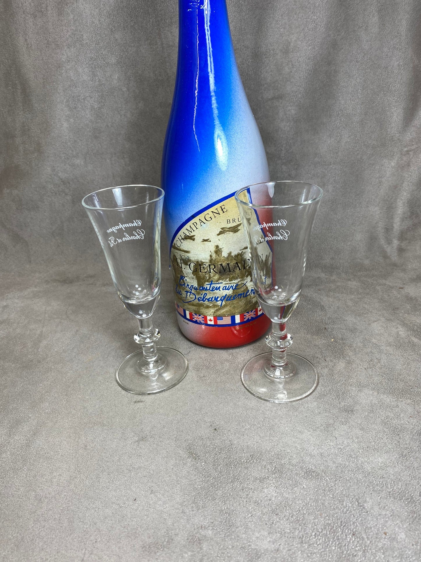 2 vintage Charlier&amp;fils Champagne glass flutes Made in France