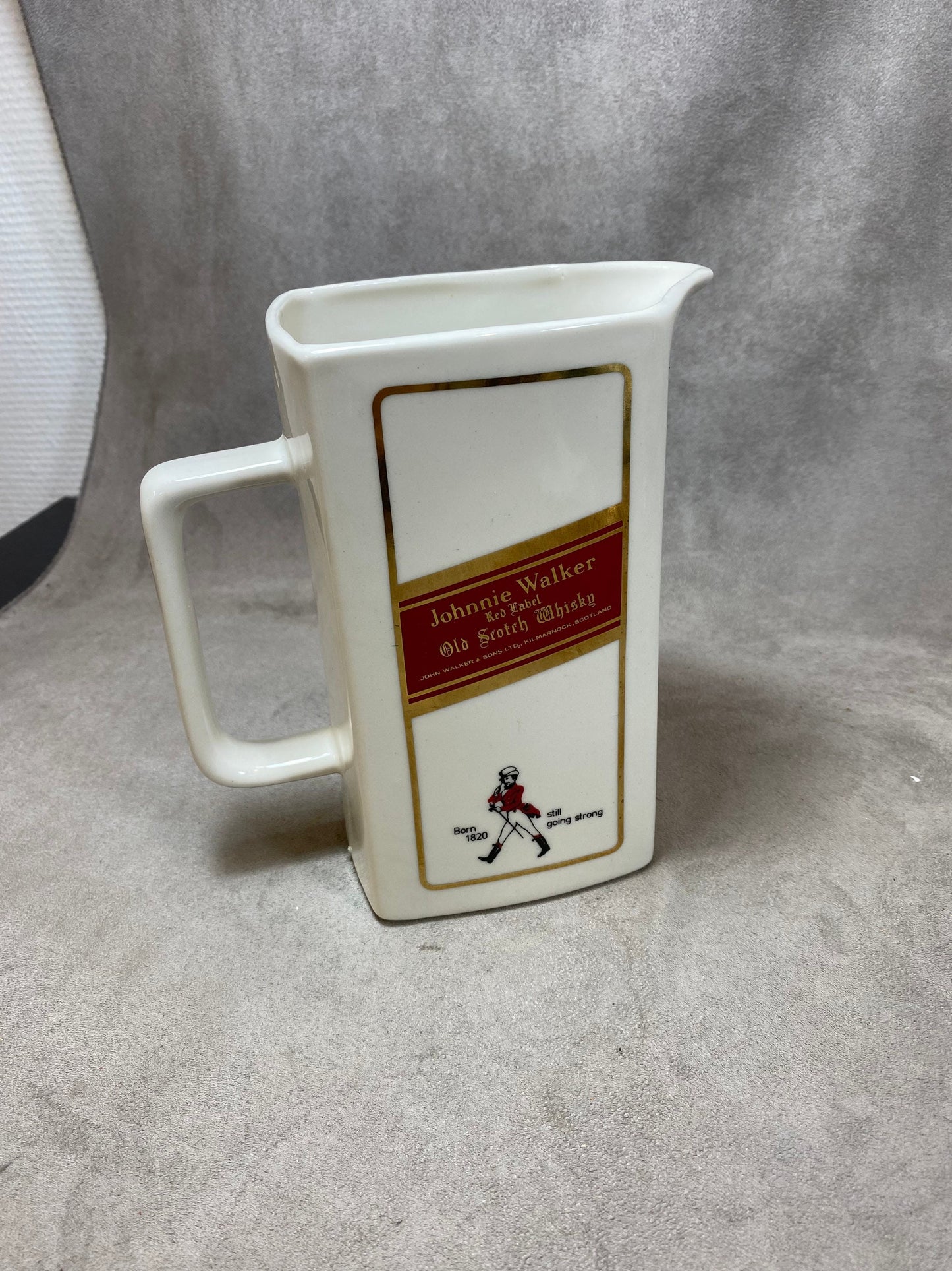 Vintage Johnnie Walker Whiskey Ceramic Pitcher Made in France