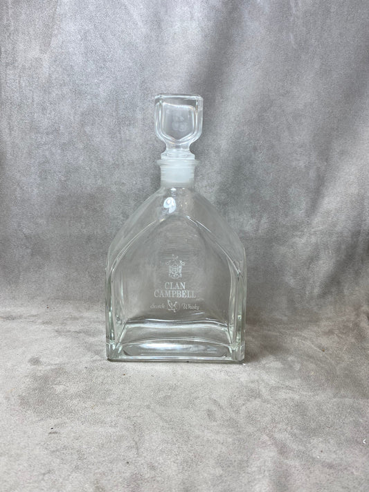Vintage Clan Campbell whiskey glass decanter made in France