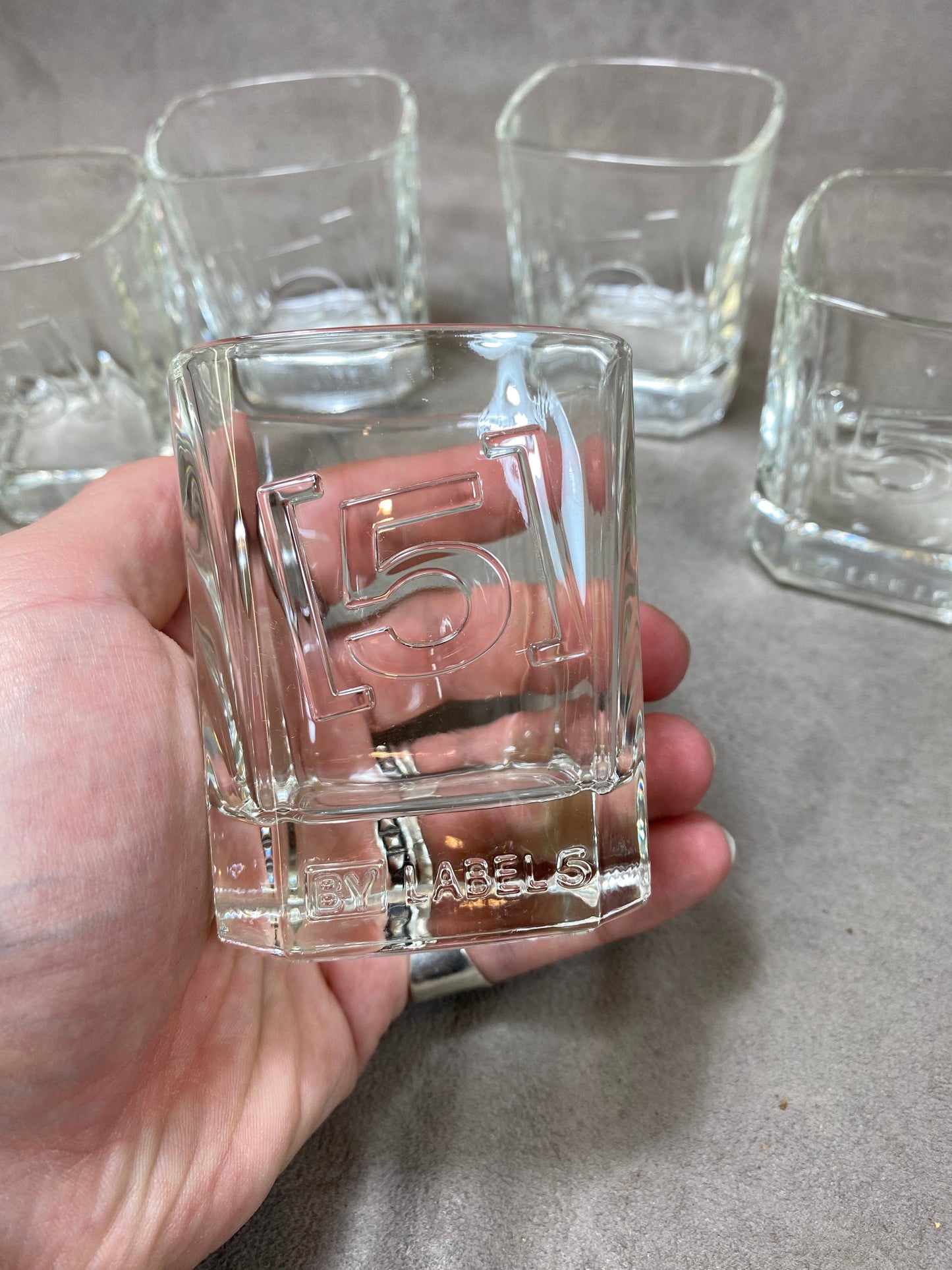 Set of 5 vintage Label 5 whisky glasses