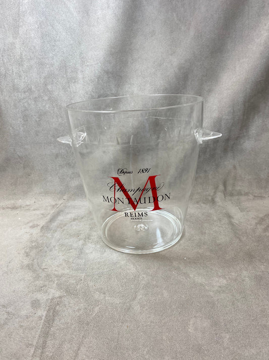 Seau à champagne Montaudon en plastique transparent Made in Italy  Années 1980