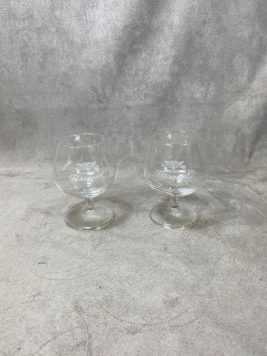 Set of 2 Vintage Cognac Bisquit Glasses Made in France