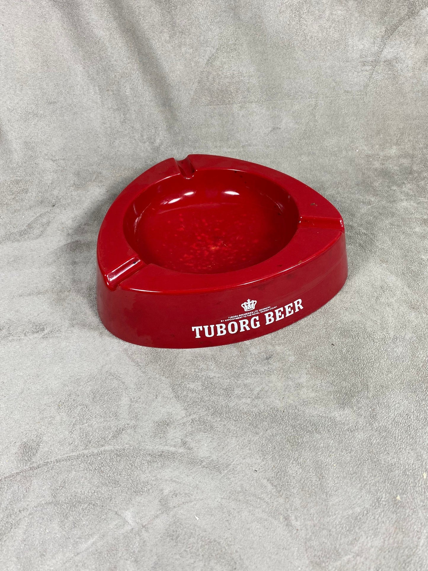 Vintage Tuborg Beer Red Plastic Ashtray Made in Italy 1980s