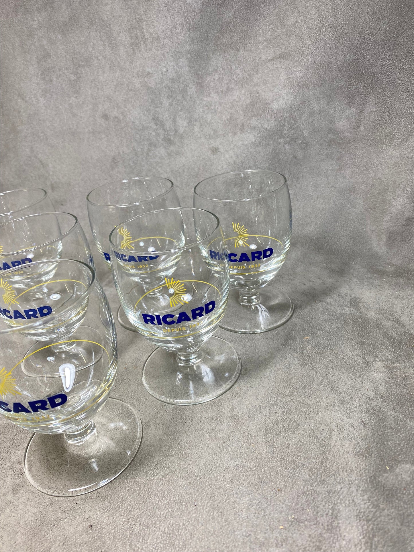 Set of 6 vintage RICARD balloon glasses advertising items | Made in France | 1990s