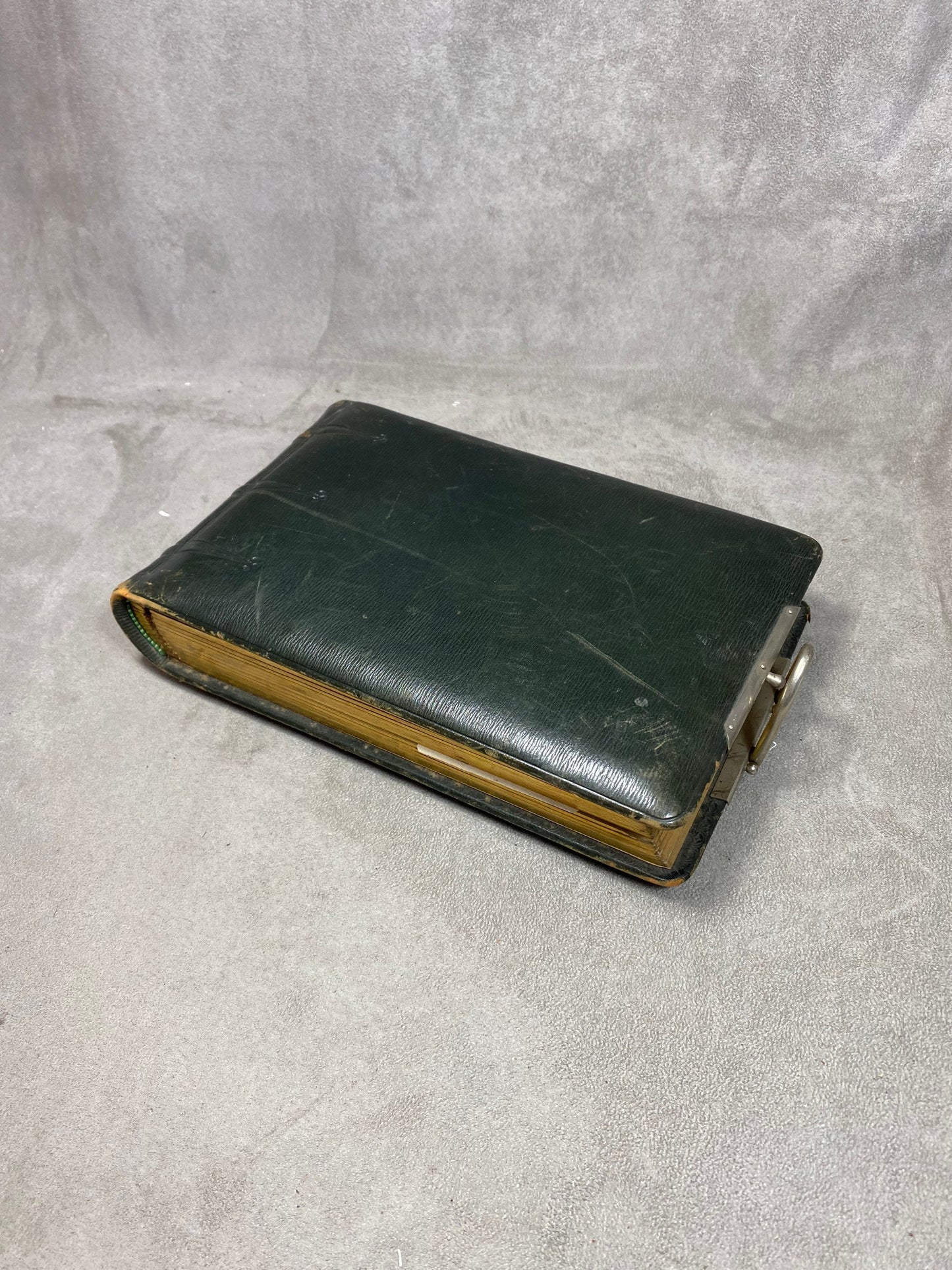 RARE Magnificent photo album in green leather and metal Made in France 1890s