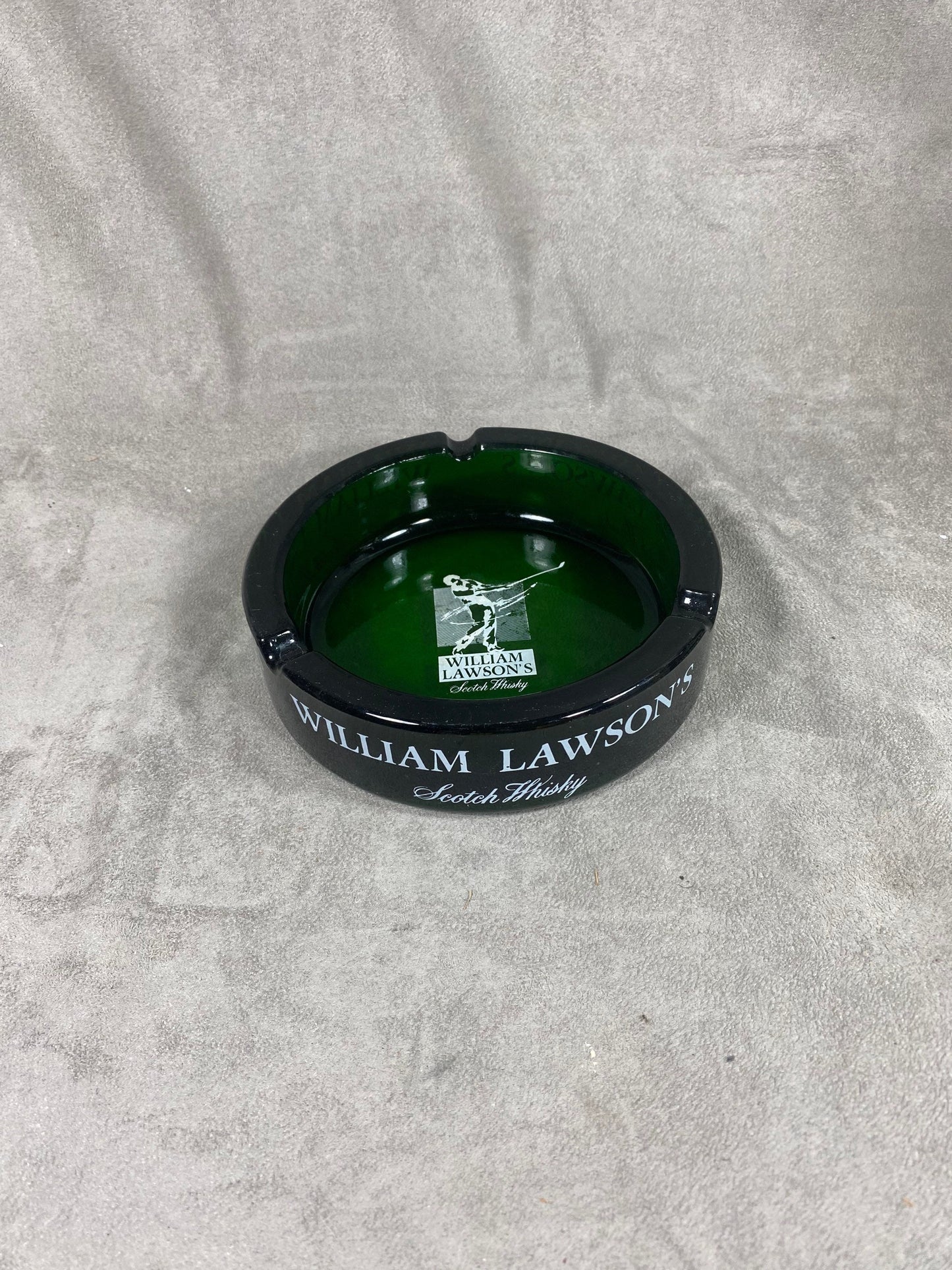 Large William Lawson vintage whisky green glass ashtray made in France