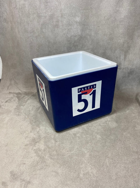 Seau à glace Pastis 51 en plastique bleu vintage retro Années 1970 Made in England
