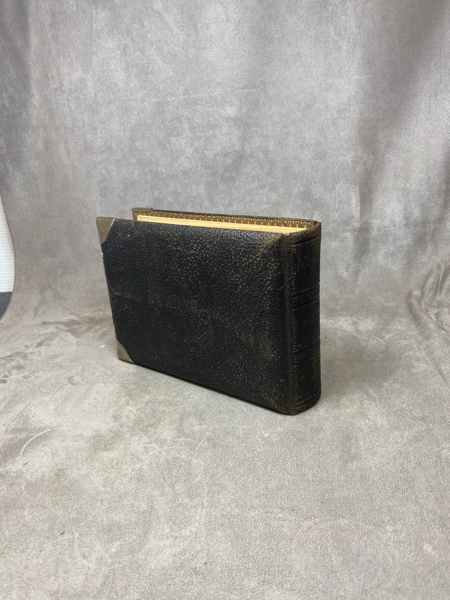 RARE Magnificent photo album in black leather and metal Made in France 1890s