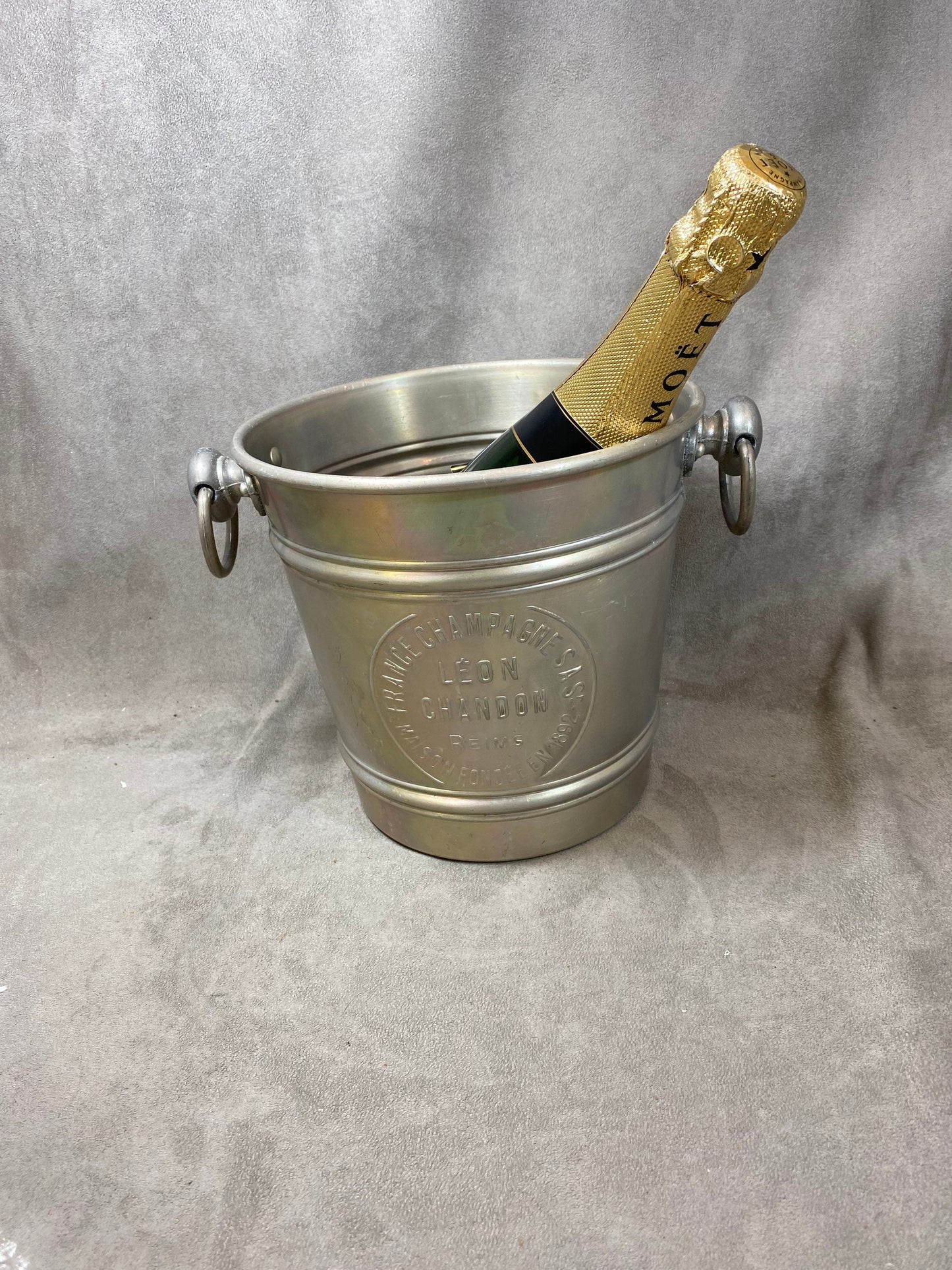 VERY RARE Seau à champagne en aluminium Leon Chandon vintage 1930 Made in France