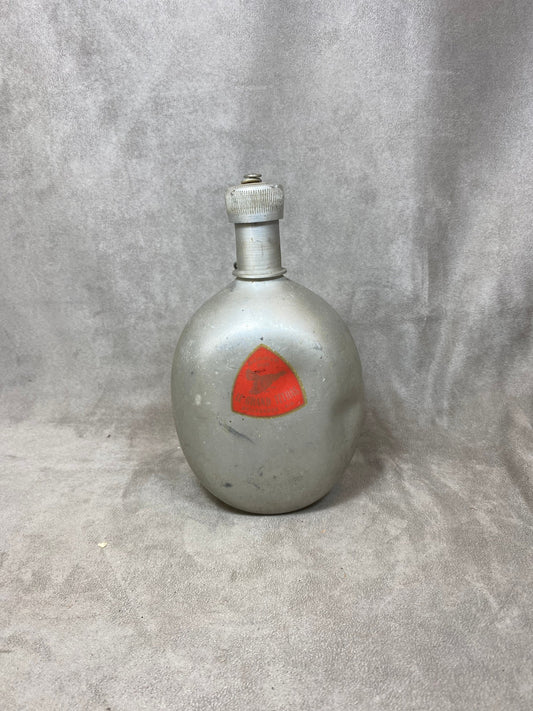 RARE Le Grand Tétras aluminum flask with vintage mechanical cap, capacity 1 liter Made in France