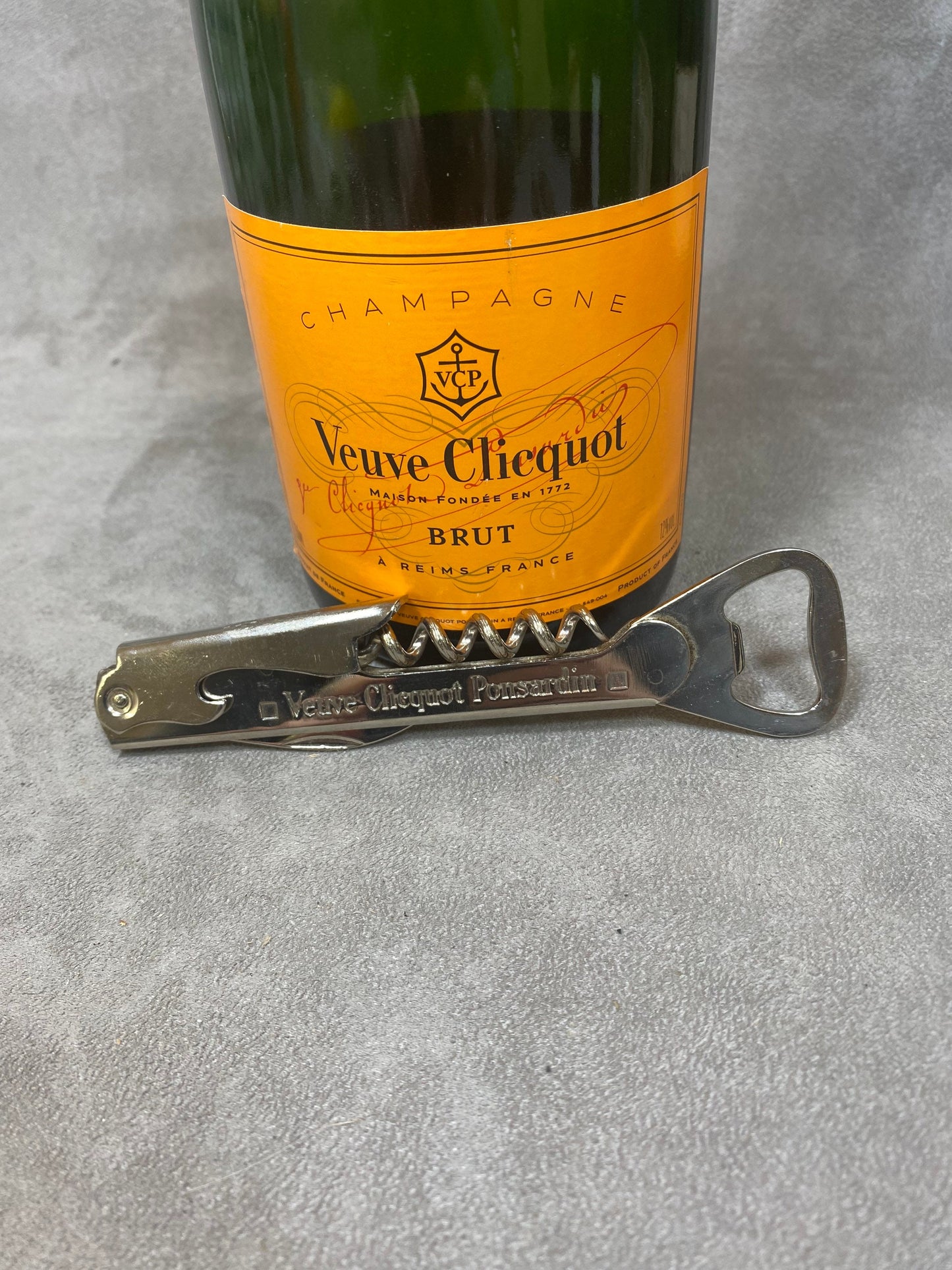 Veuve Clicquot Flaschenöffner, Vintage Stahlkorkenzieher Made in France, Weinsammler, französischer Wein