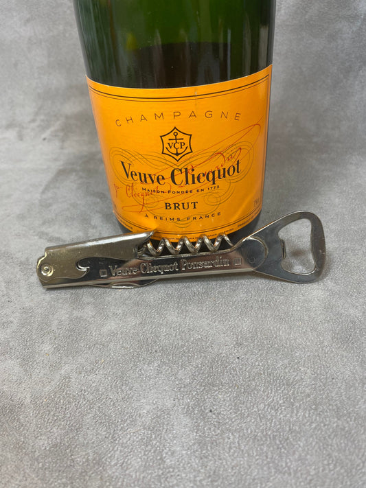 Veuve Clicquot Bottle Opener, Vintage Steel Corkscrew Made in France, Wine Collectors, French Wine