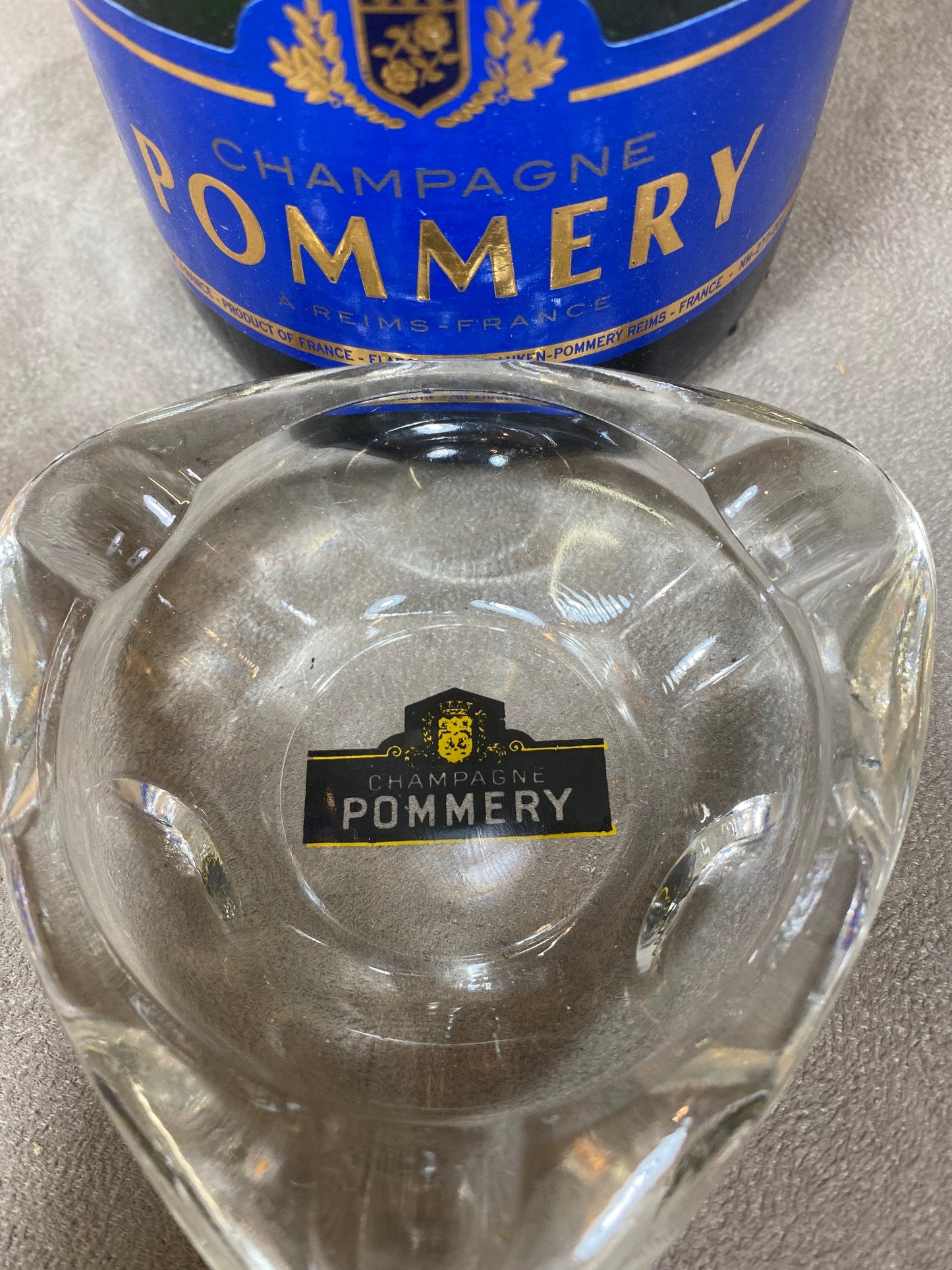 Vintage POMMERY Champagner-Aschenbecher aus Glas Made in France