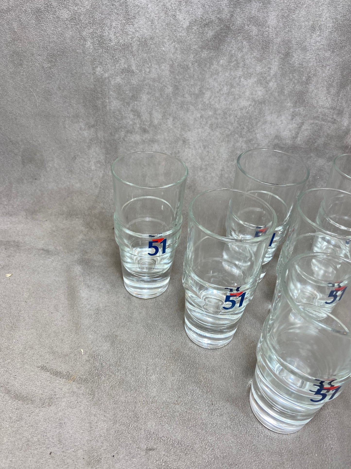Set of 6 Pastis glasses Pastis 51 in vintage retro glass Made in France 1970s