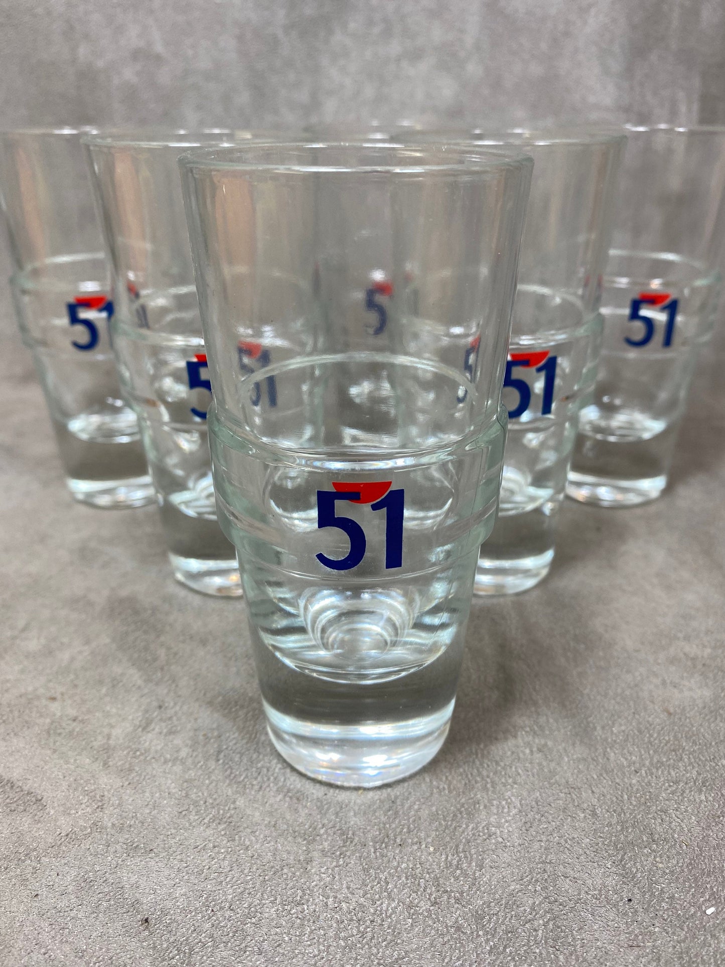 Set of 6 Pastis glasses Pastis 51 in vintage retro glass Made in France 1970s