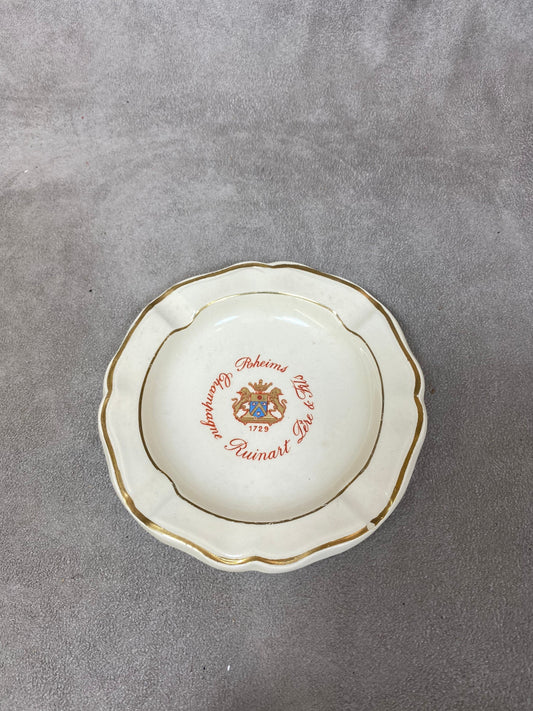 Ruinart Sarreguemines vintage porcelain ashtray, French Champagne, Champagne Gift Made in France