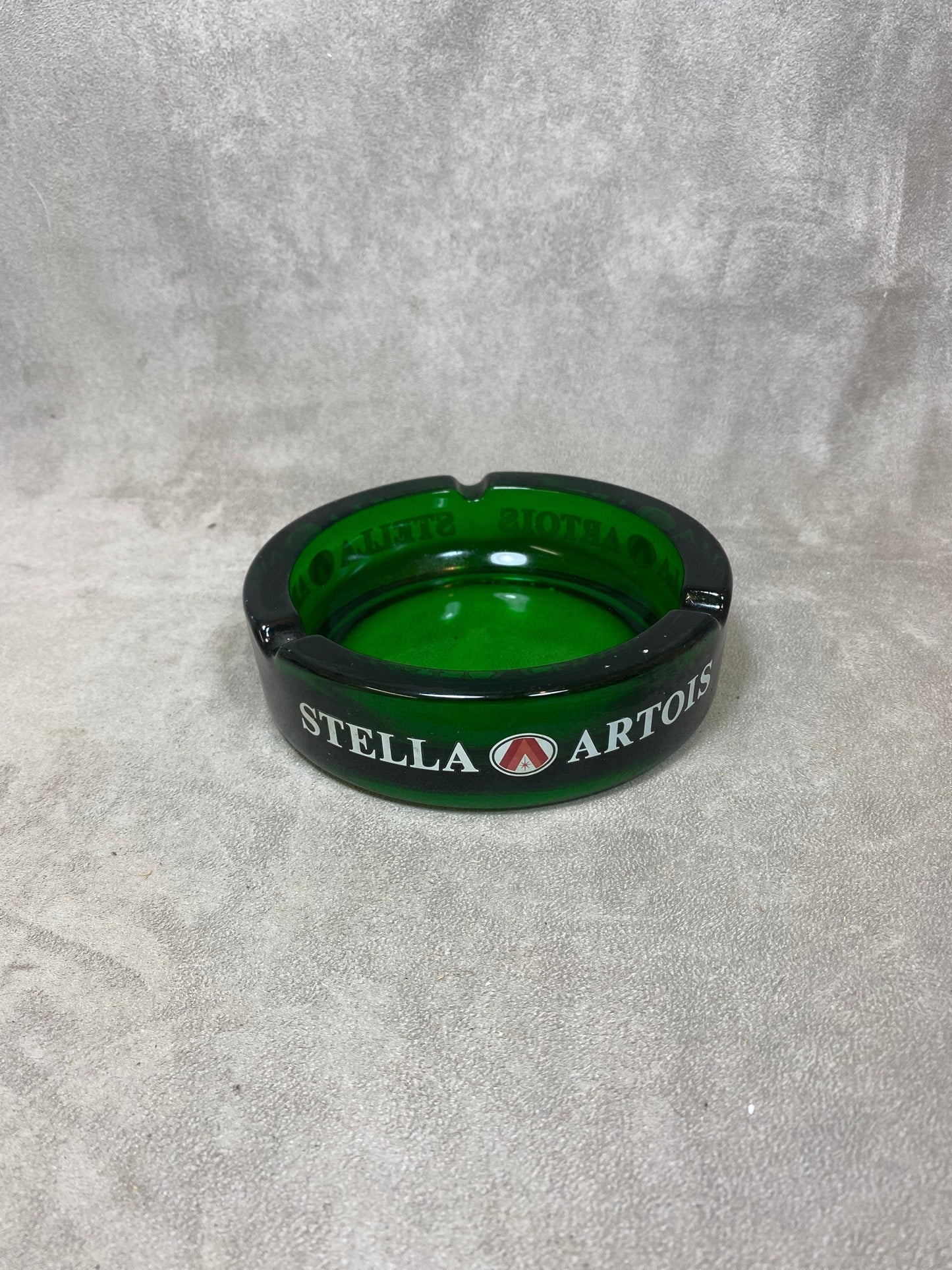 Vintage Stella Artois Grüner Glas Aschenbecher Made in France 1980er Jahre