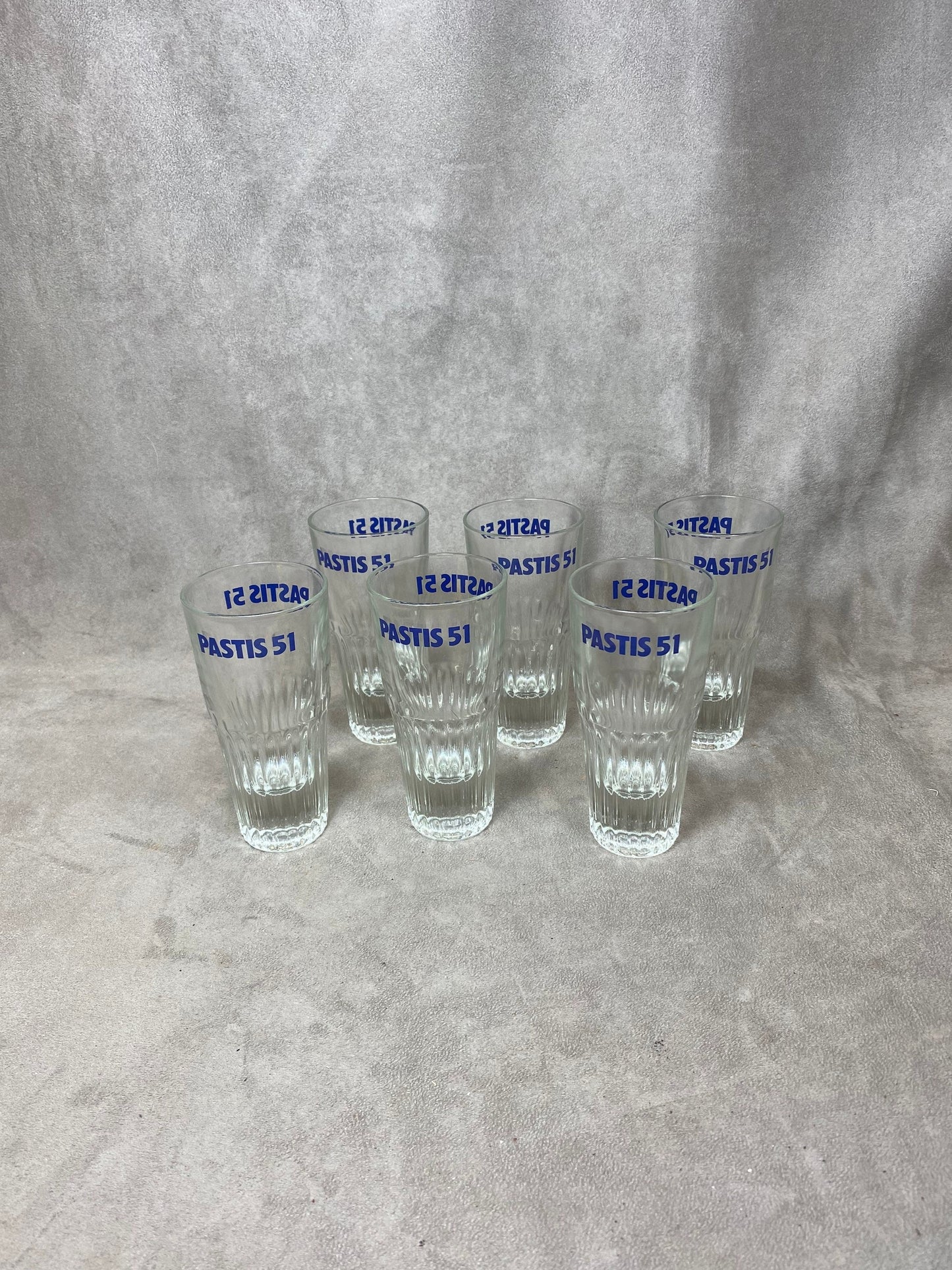 Lot de 6 verres à Pastis Pastis 51  en verre vintage retro Made in France Années 1970