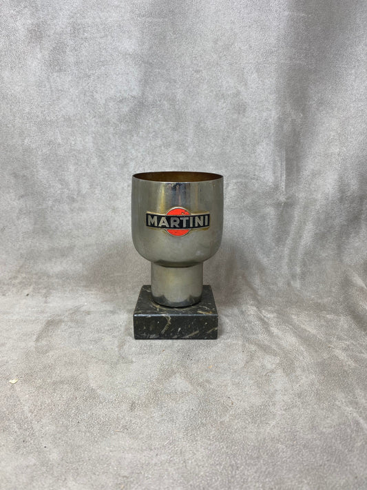 Trophée coupe en métal Martini sur socle en marbre vintage Made in Italy Année 1980