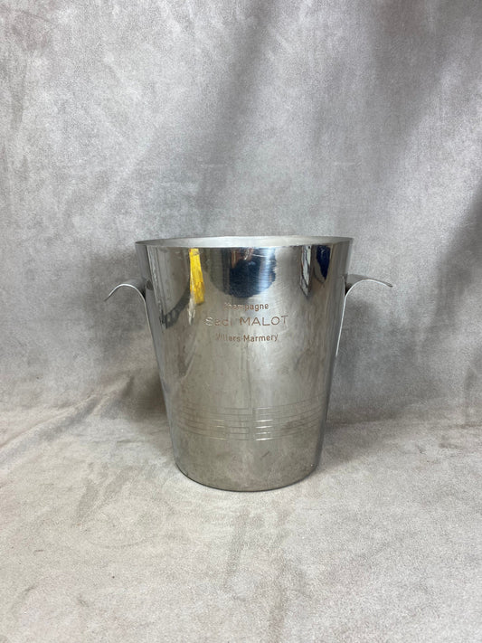 Magnifique seau à champagne Sadi Malot en inox par Letang Remy Made in France Années 1970