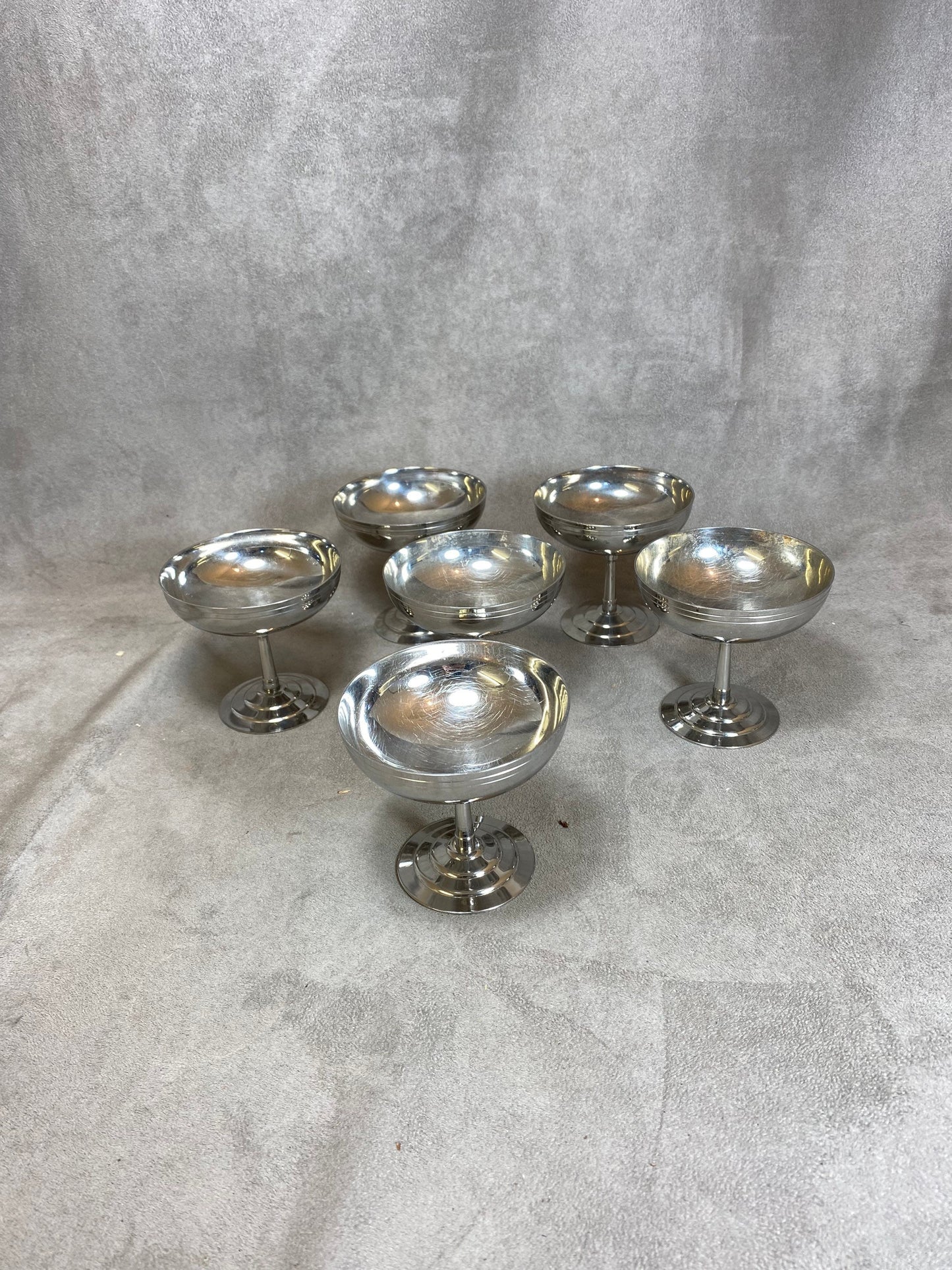 Lot de 6 coupes à glace Letang Remy en inox 18/10 vintage Made in France