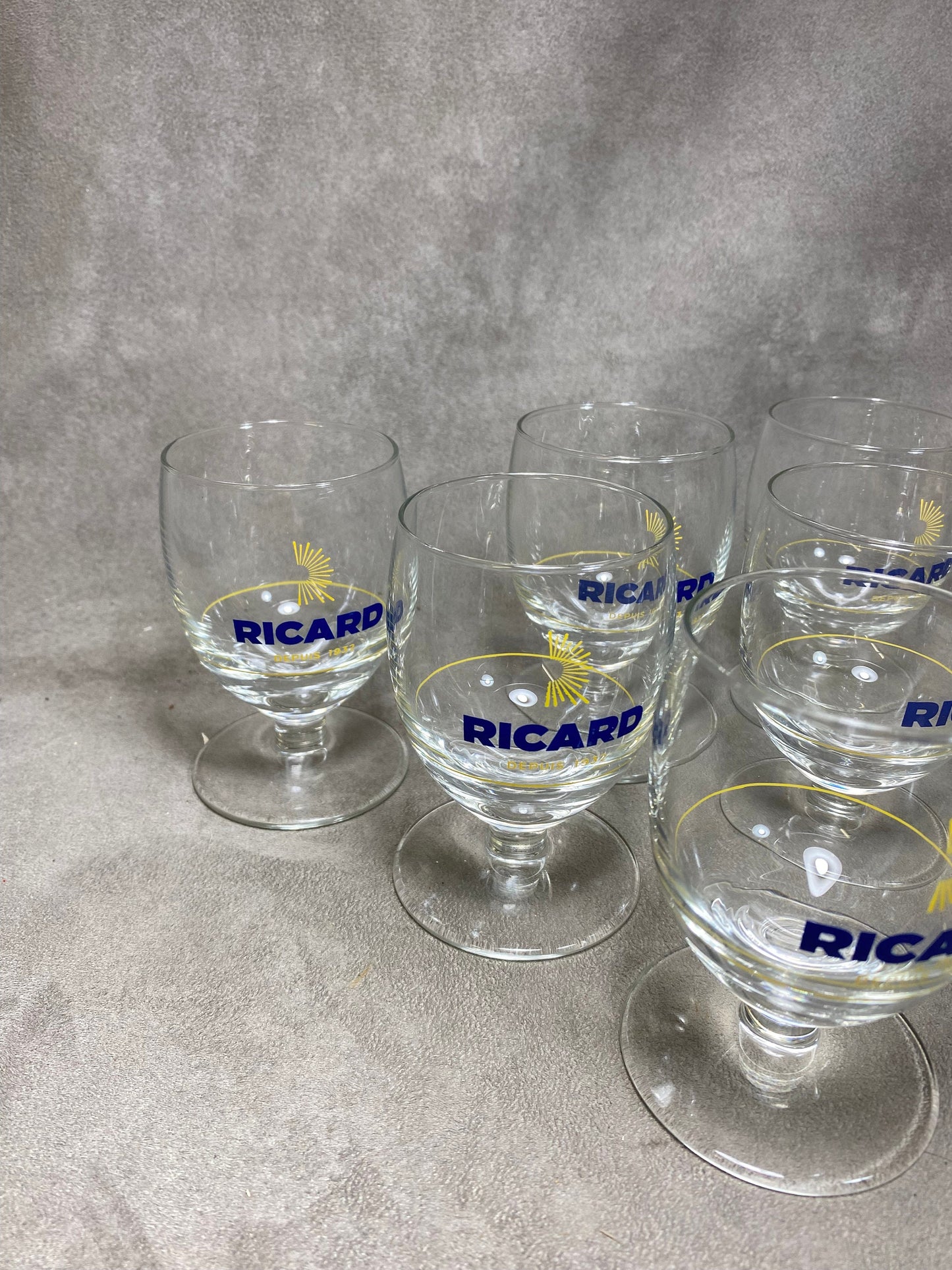 Lot de 6 verres ballon RICARD vintage articles publicitaires | Made in France | Années 1990