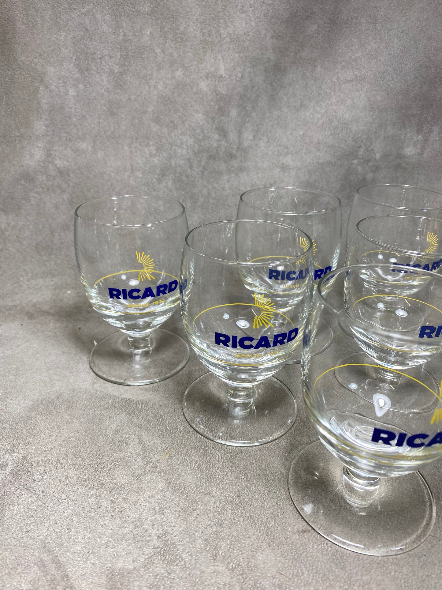 Set of 6 vintage RICARD balloon glasses advertising items | Made in France | 1990s