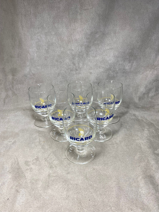 Set of 6 vintage RICARD balloon glasses advertising items | Made in France | 1990s