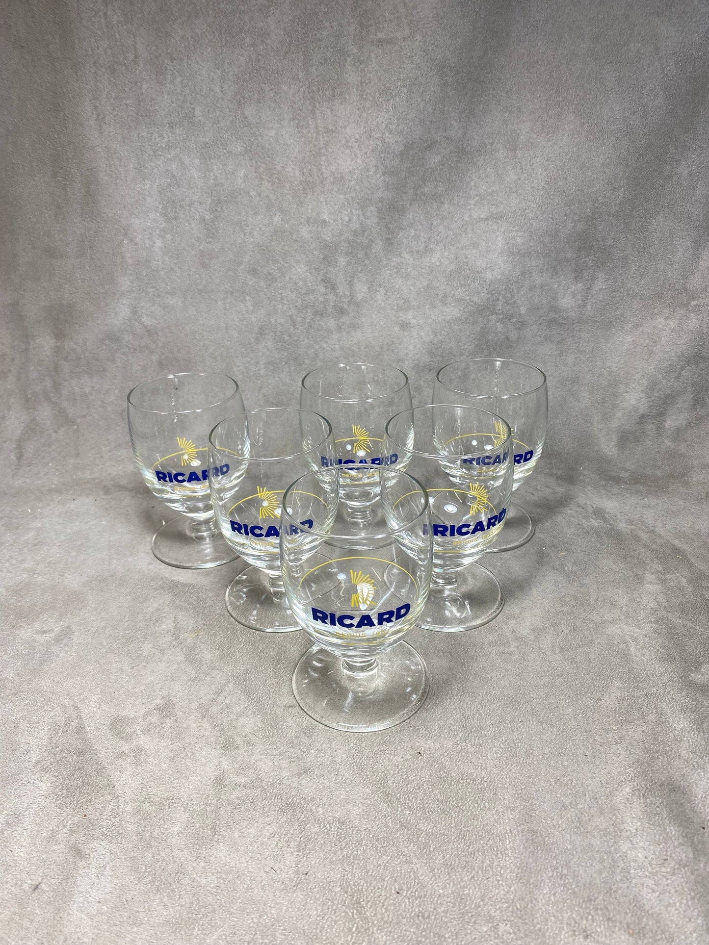 Lot de 6 verres ballon RICARD vintage articles publicitaires | Made in France | Années 1990