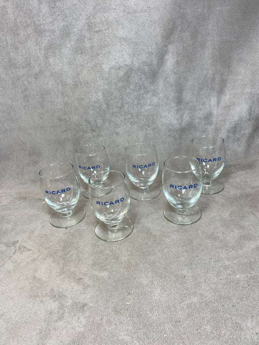 Set of 6 vintage RICARD balloon glasses advertising items | Made in France | 1960s