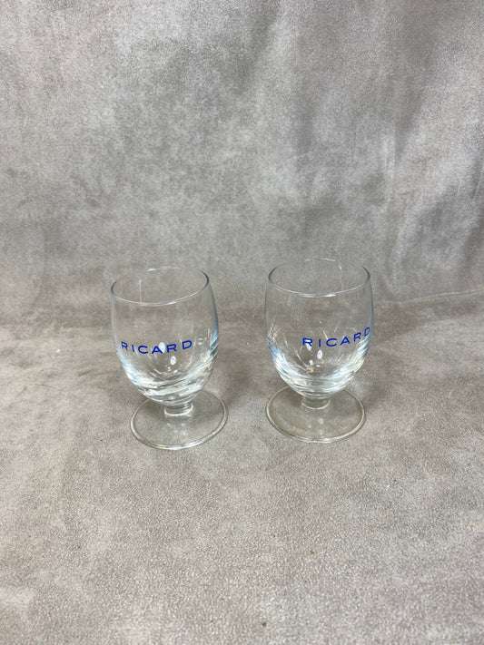 2 vintage Ricard glasses promotional items | Made in France | 1990s