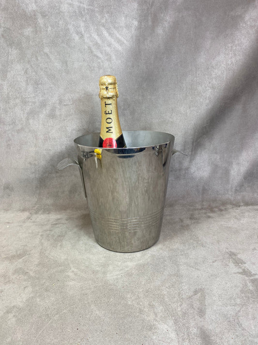Magnifique seau à champagne en inox par Letang Remy Made in France Années 1970