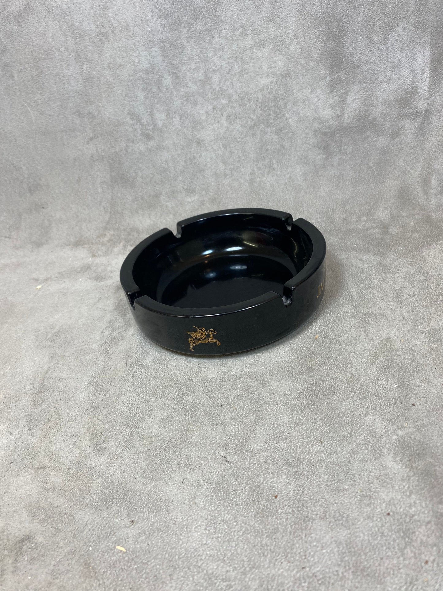 Vintage Jacquart champagne black porcelain ashtray Made in France