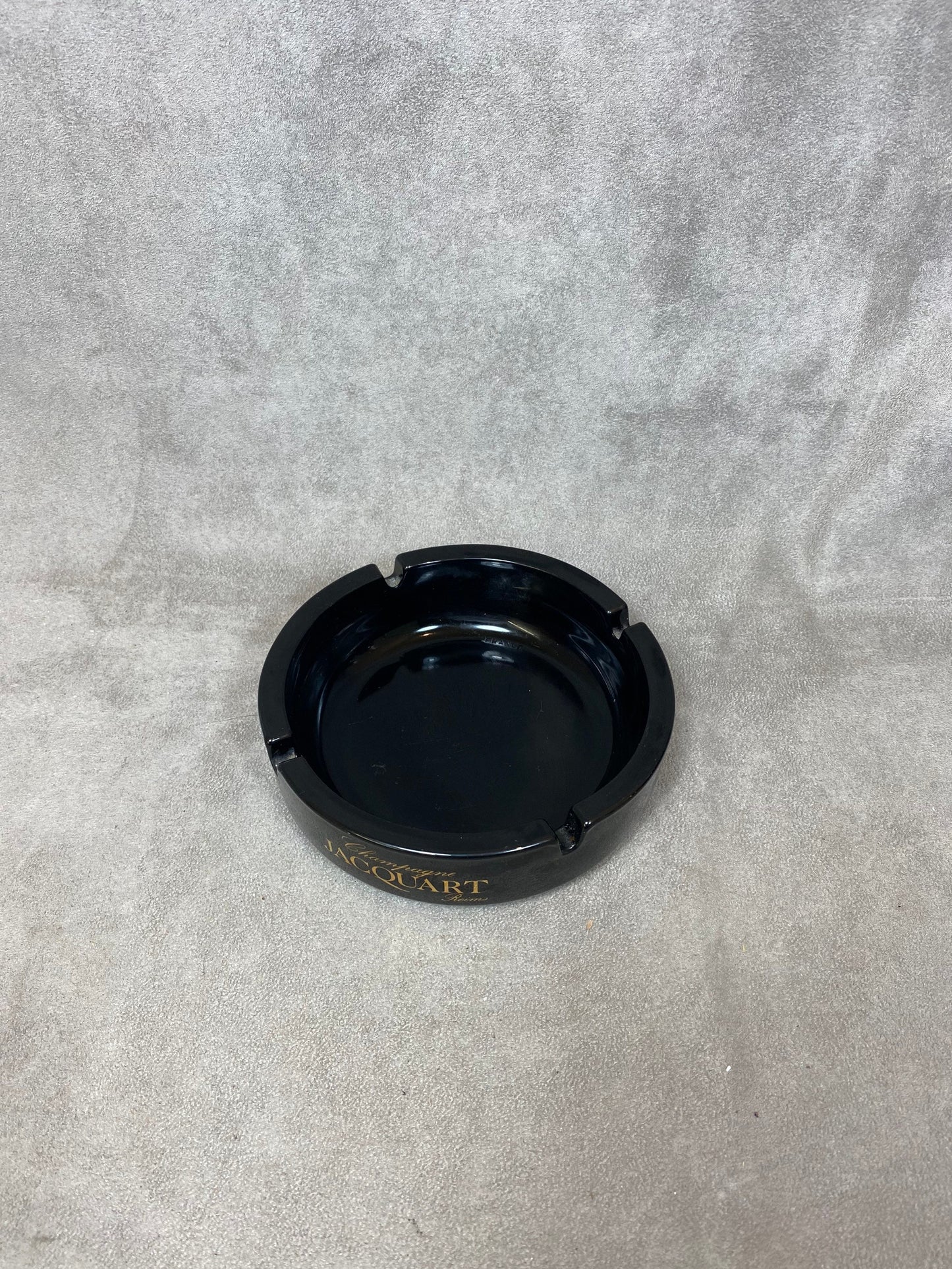 Vintage Jacquart champagne black porcelain ashtray Made in France