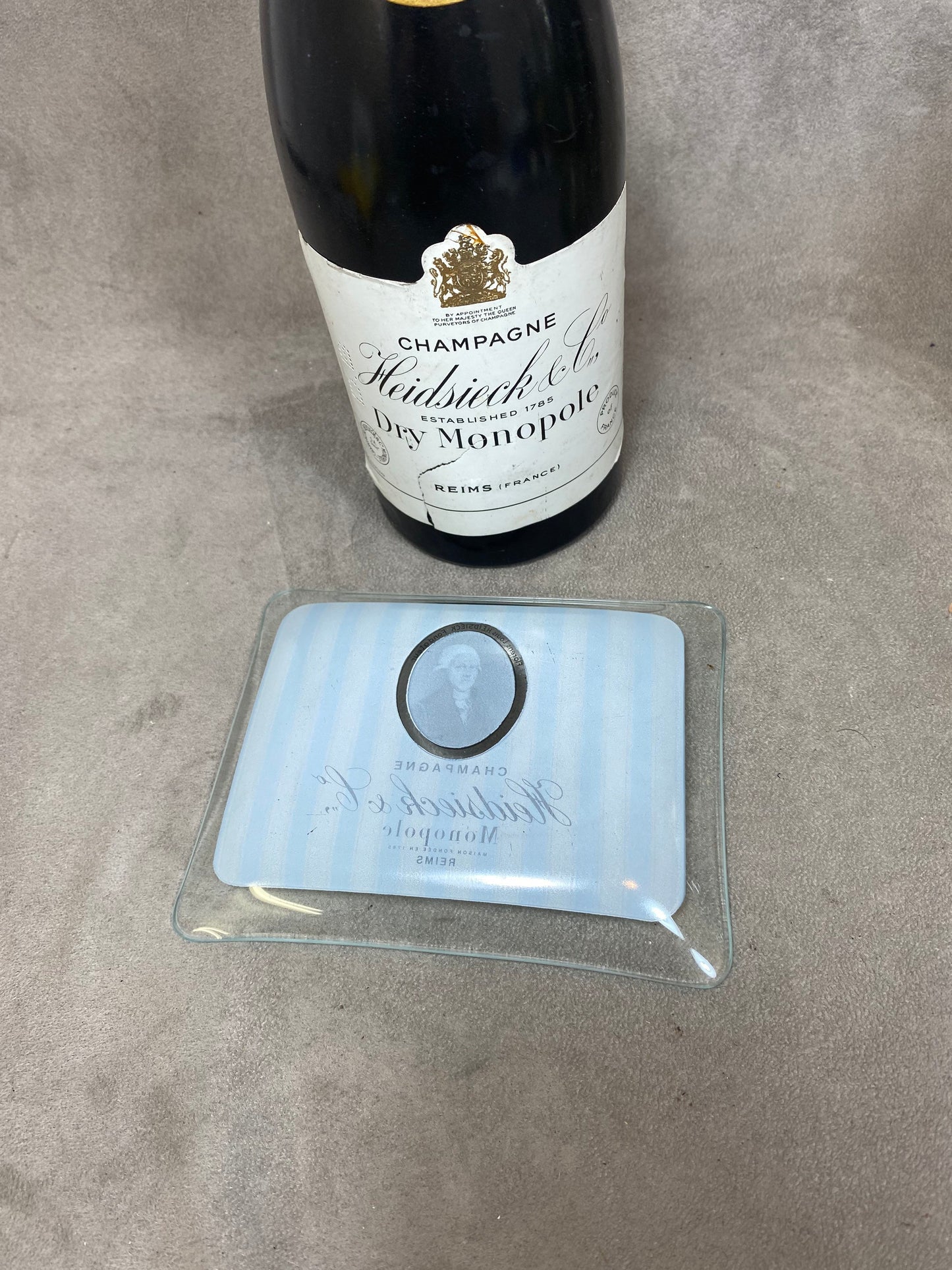 Vide poche en verre  champagne Heidsieck&Co Dry Monopole  vintage Made in France