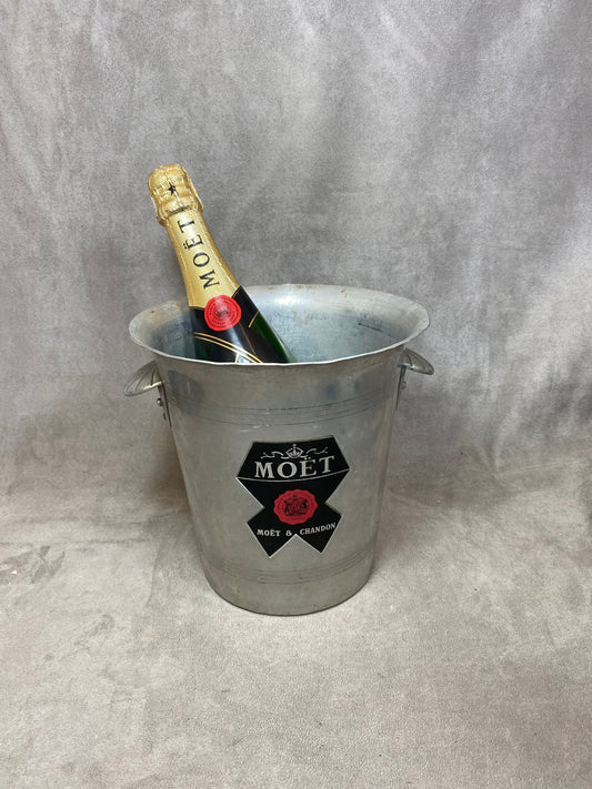 Seau à champagne en aluminium Möet & Chandon vintage 1970 Made in France