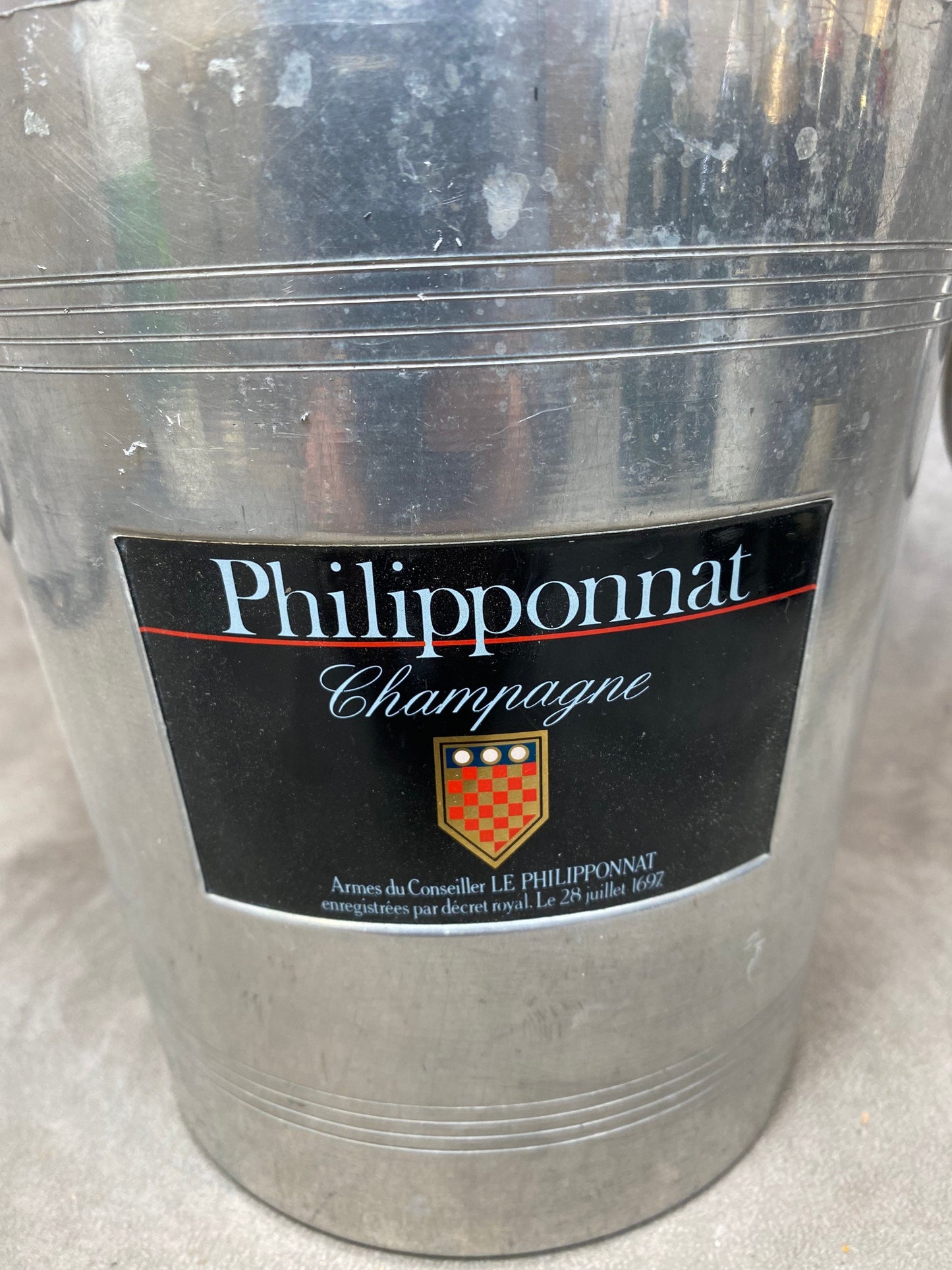 Seau à champagne en aluminium Philipponnat vintage 1970 Made in France