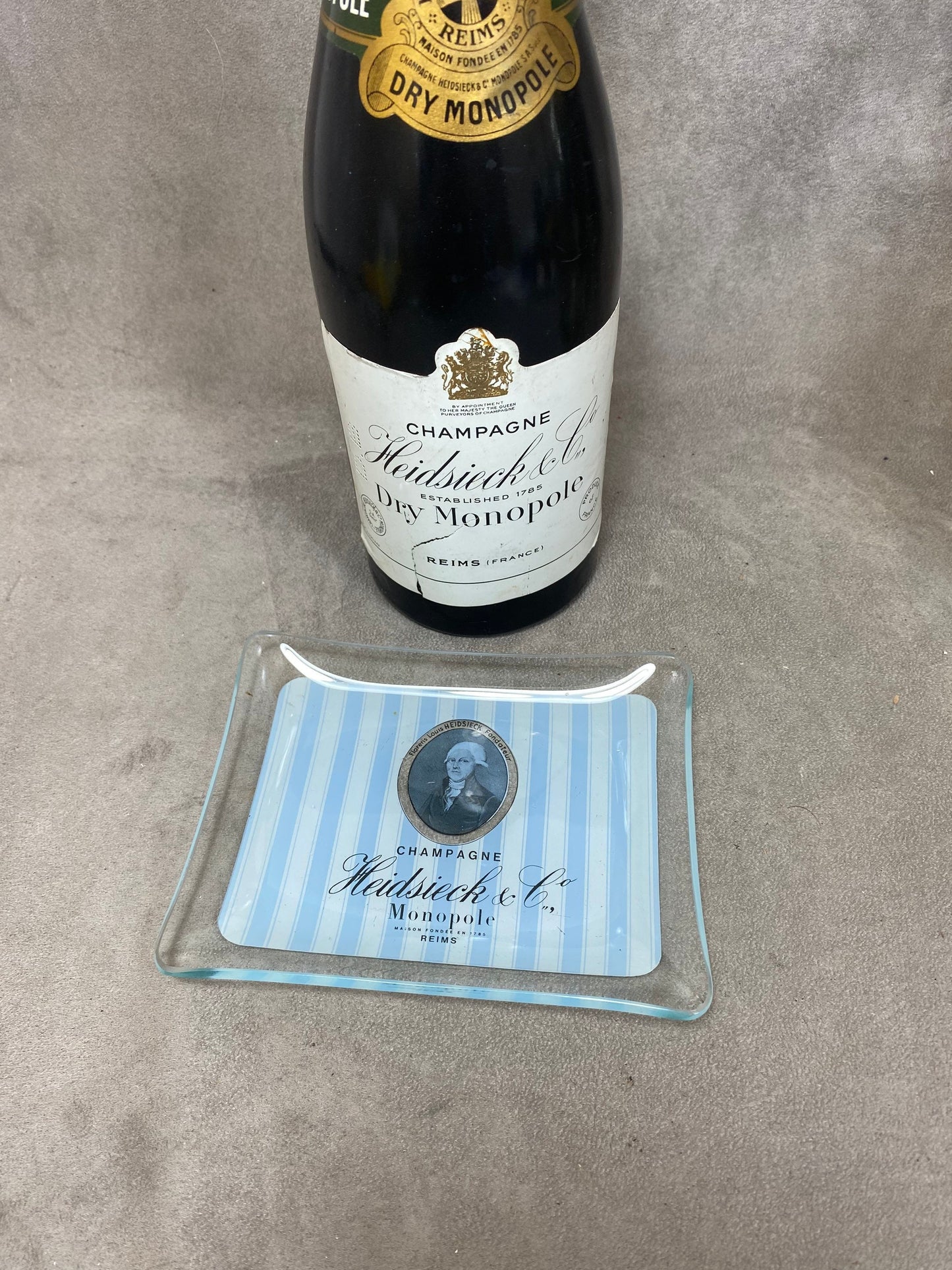 Vide poche en verre  champagne Heidsieck&Co Dry Monopole  vintage Made in France