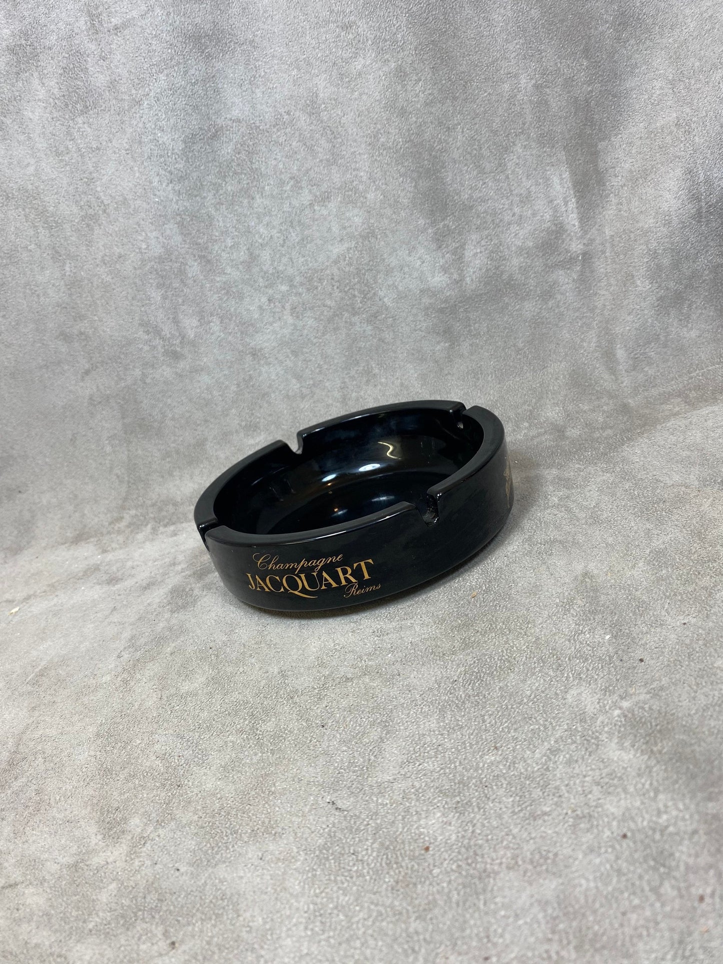 Vintage Jacquart champagne black porcelain ashtray Made in France