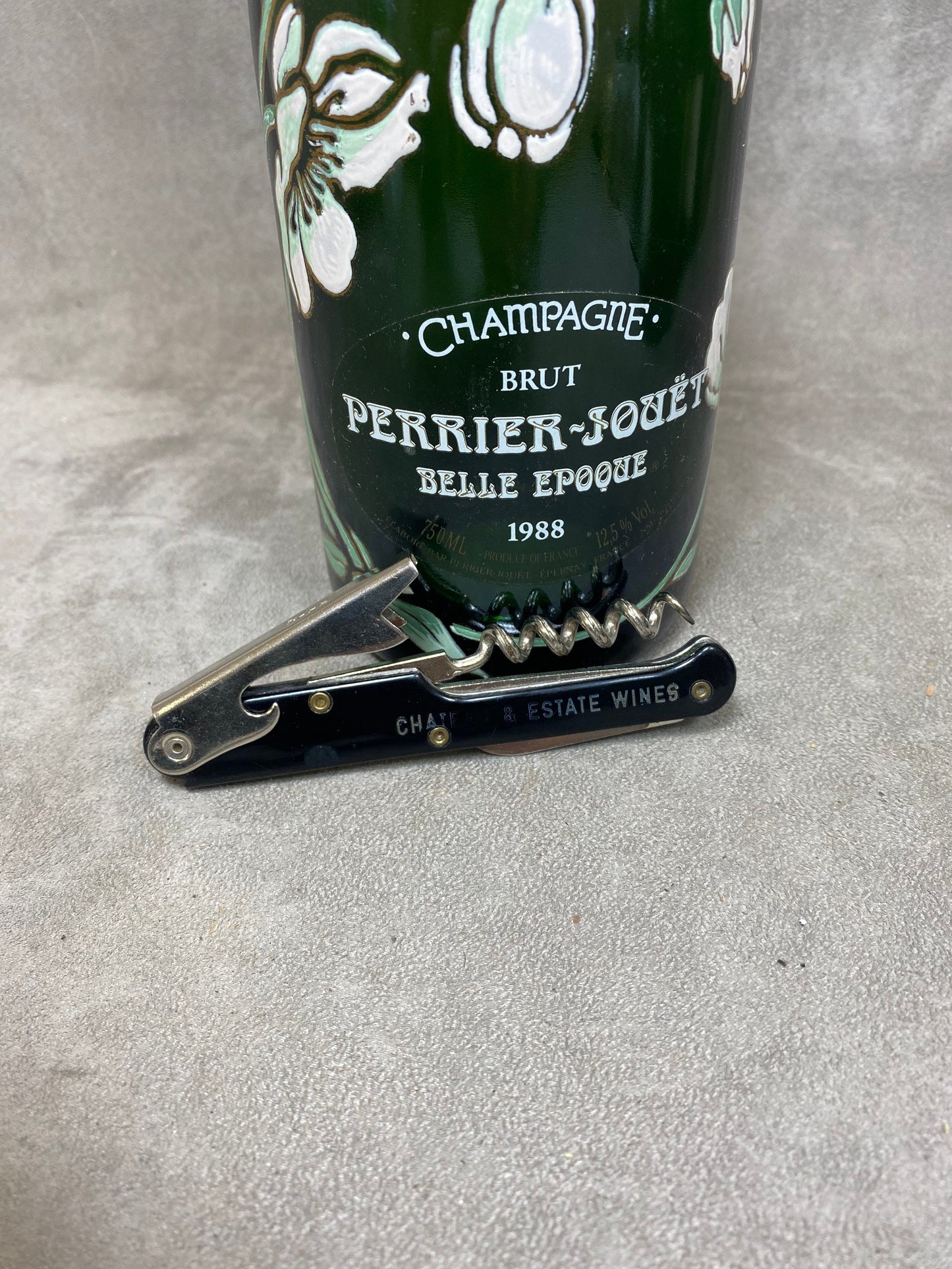 Perrier-Jouët Bottle Opener, Vintage Steel Corkscrew Made in France, Wine Collectors, French Wine