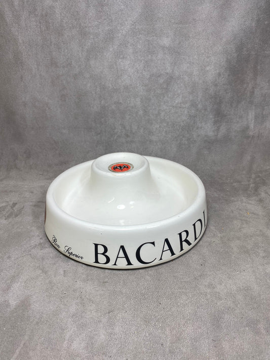 RARE XXL Bacardi ashtray in white porcelain Made in France 1980s